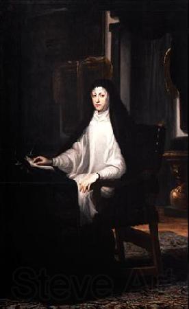 Miranda, Juan Carreno de Portrait of Queen Mariana de Austria as a Widow Norge oil painting art